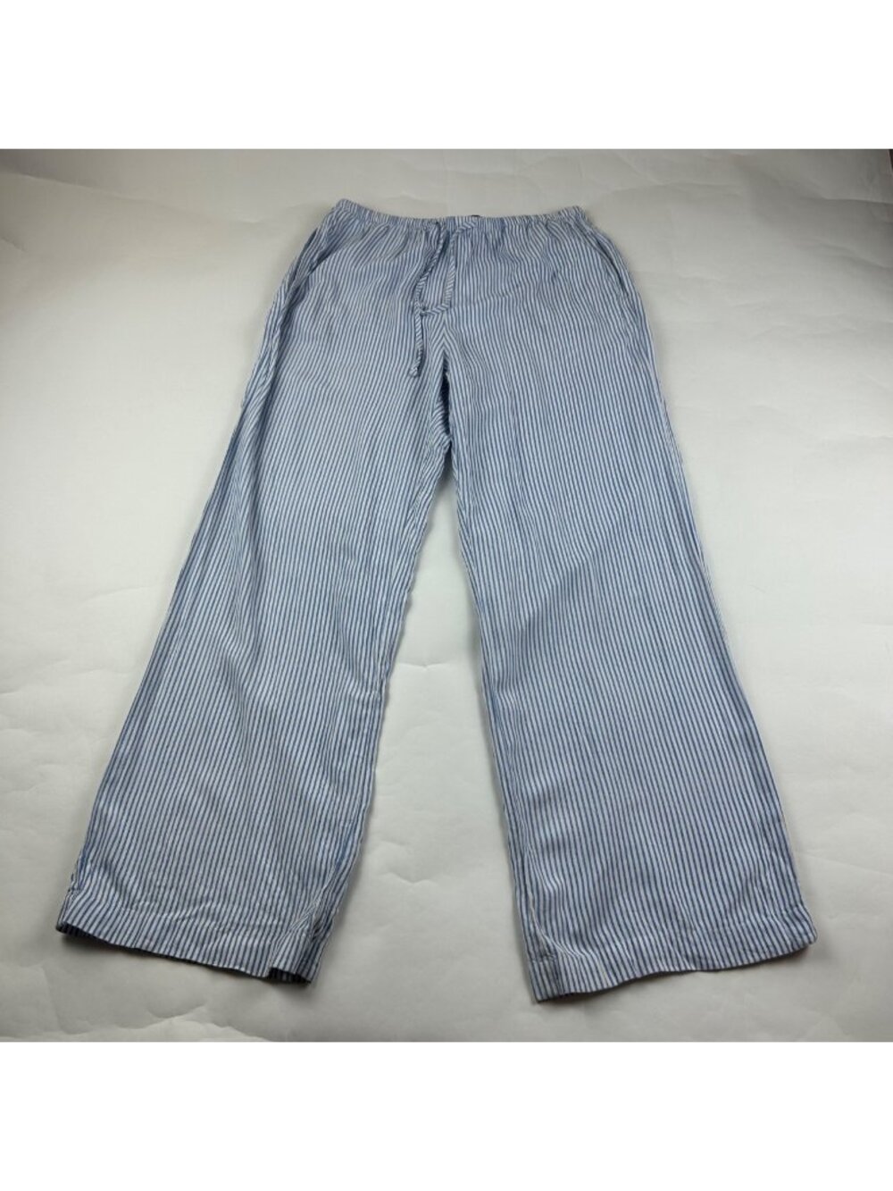 Bershka Blue White Striped Lightweight Pull On Summer Pant M